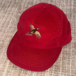Red corduroy pheasant snapback